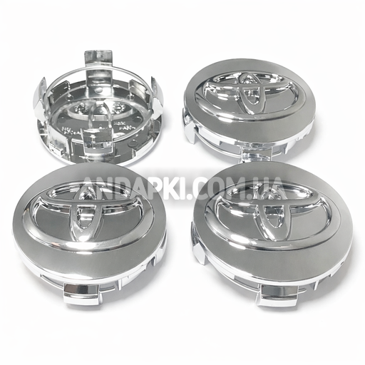 Комплект (4шт) заглушок в литі диски TOYOTA D=60 D=62 хром