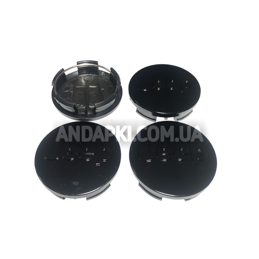 Комплект (4шт) заглушок у литі диски JEEP D=58 D=63 чорні