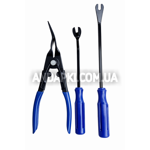 Комплект инструментов для снятия клипс и обшивок ( 3 шт) металл