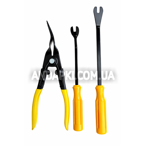 Комплект инструментов для снятия клипс и обшивок ( 3 шт) металл