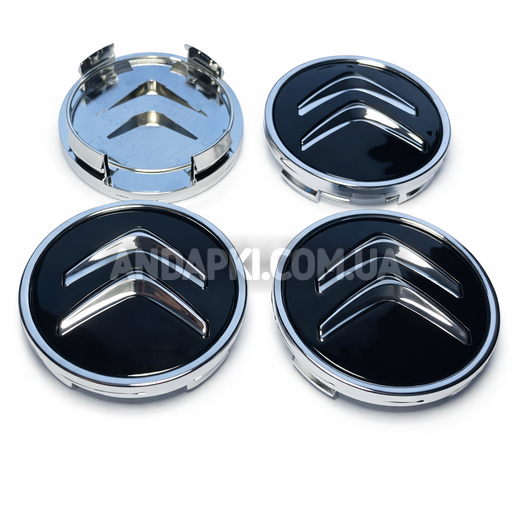 Комплект (4шт) заглушок у литі диски CITROEN d=58 d=60 чорні