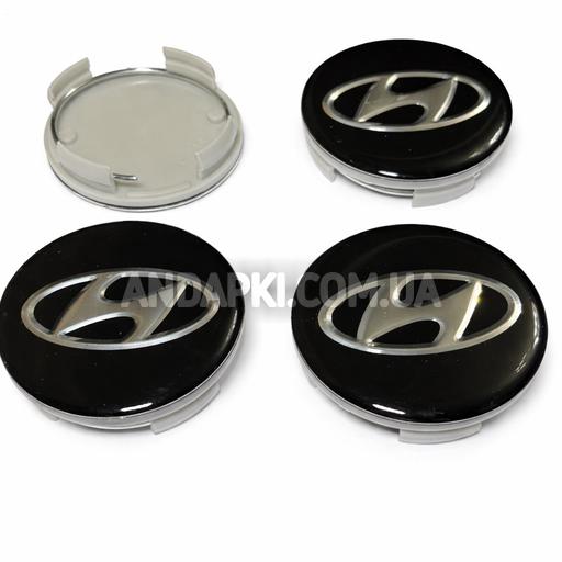 Комплект (4шт) заглушок у литі диски HYUNDAI D=56 D=60 чорні