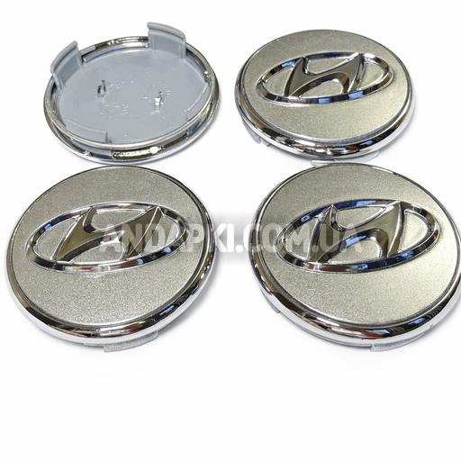 Комплект (4шт) заглушек в литые диски HYUNDAI D=59 D=66 хром