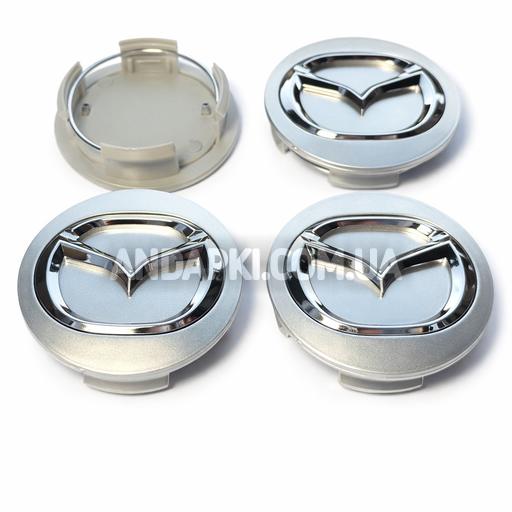 Комплект (4шт) заглушок в литі диски MAZDA D=50 D=57 хром