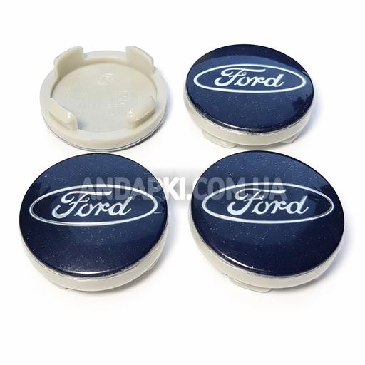 Комплект (4шт) заглушок у литі диски FORD D=50 D=54 сині